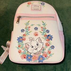 Disney x Loungefly White & Pink Marie Floral Mini Backpack